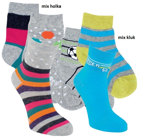 Dívčí i chlapecké bavlněné vzorované ponožky RS