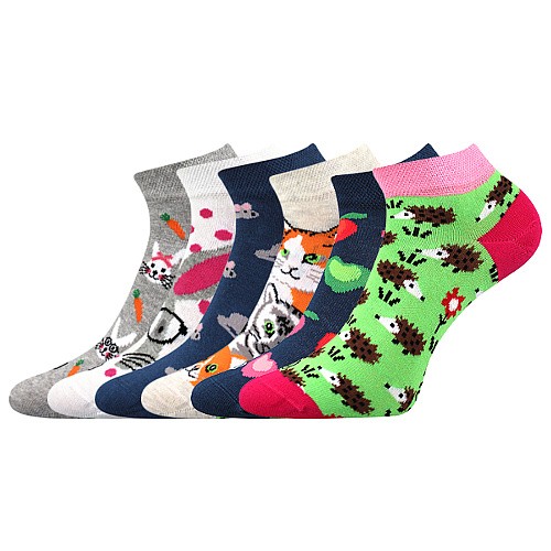 DABL kotníčkové veselé barevné ponožky Lonka - ZAJÍCI