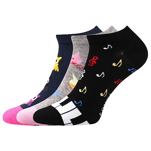 DEDON kotníčkové veselé barevné ponožky Lonka - KOČKY