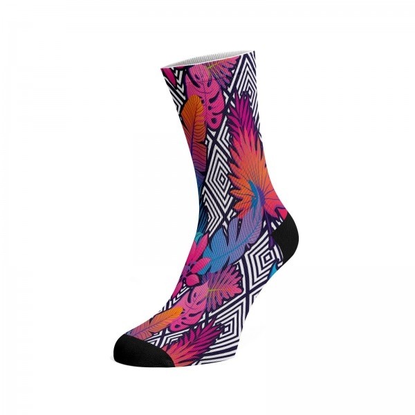 PURPLE LEAFS barevné potištěné bavlněné ponožky Walkee