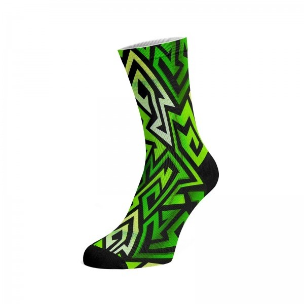 GREEN ABSTRACT barevné potištěné bavlněné ponožky Walkee