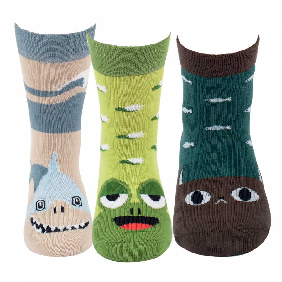 Dětské barevné bavlněné vzorované ponožky RS