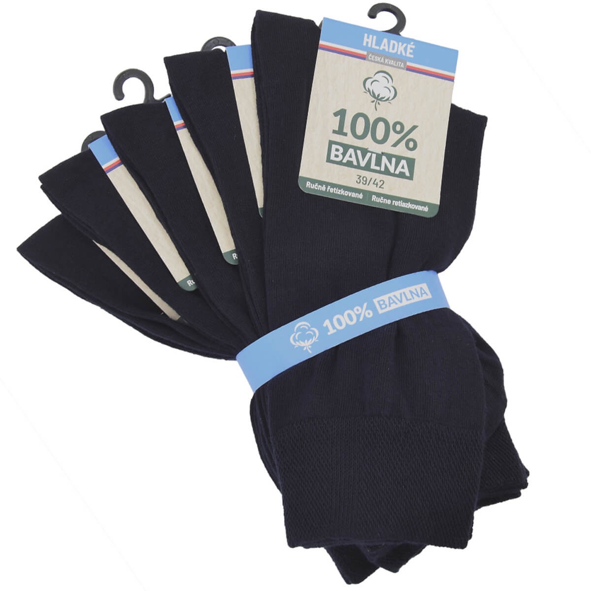 Hladké jednobarevné 100% bavlněné ponožky RS