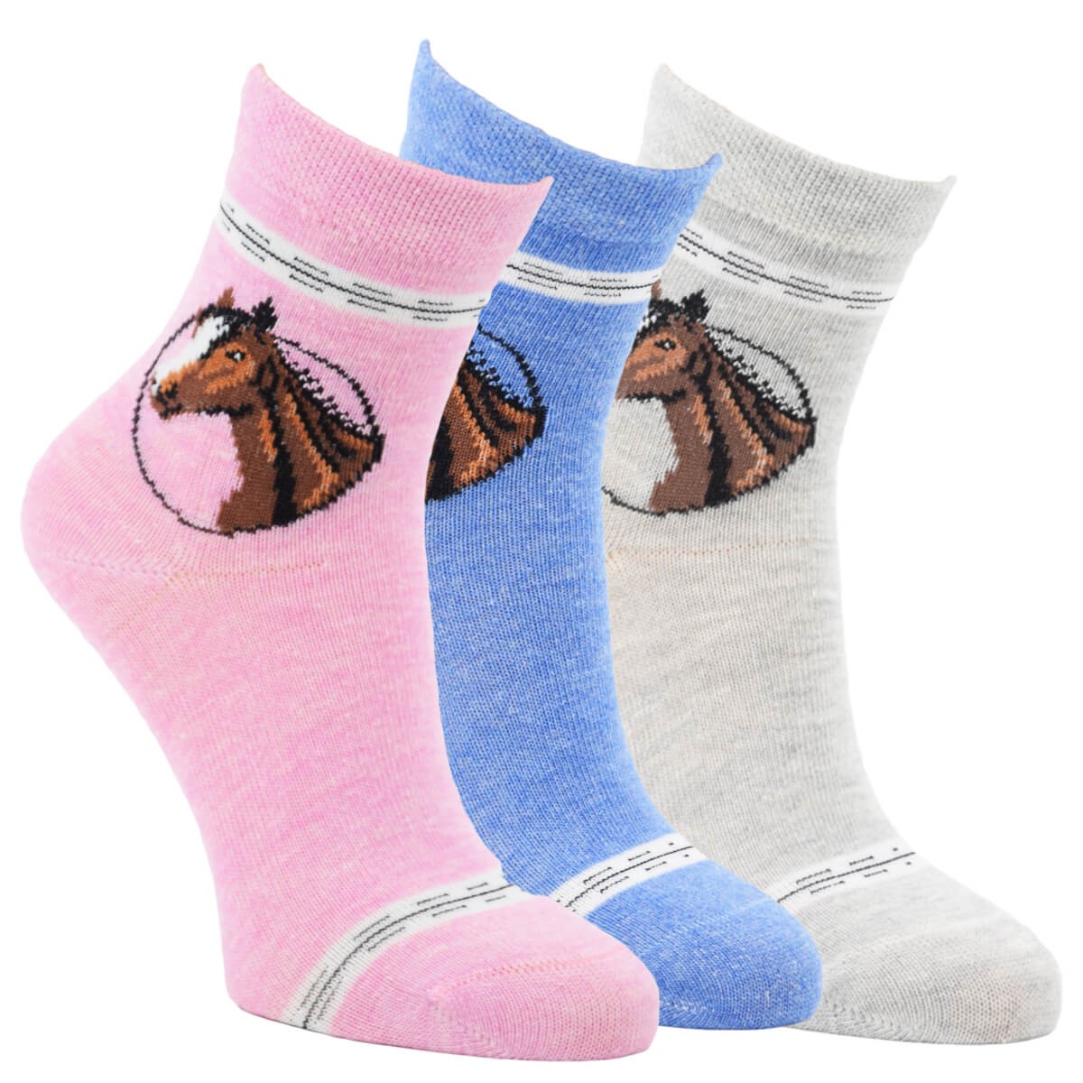 Dětské barevné bavlněné vzorované ponožky koně RS