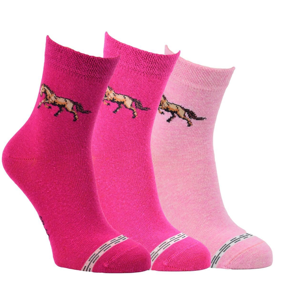 Dětské barevné bavlněné vzorované elastické ponožky koně RS