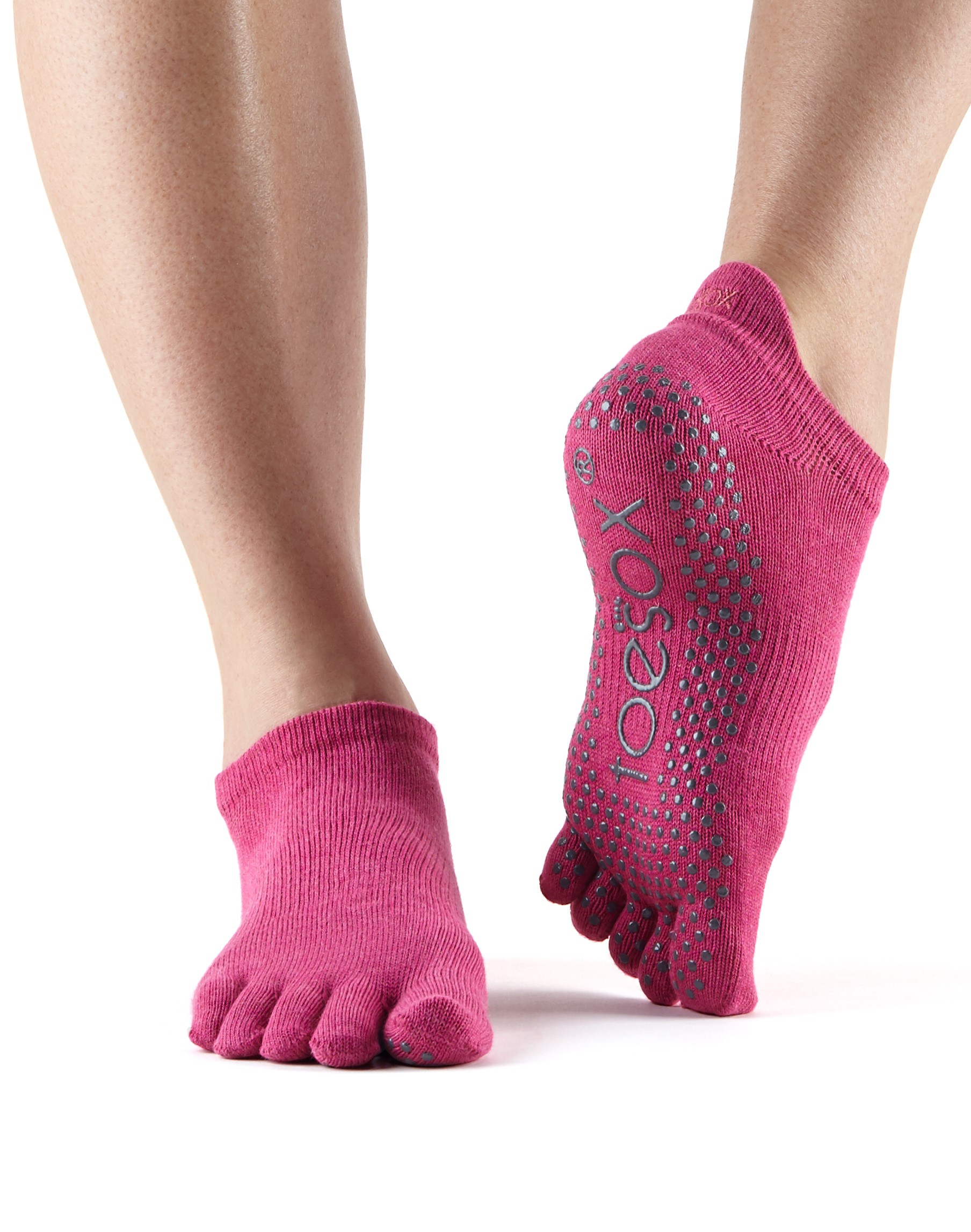 LOW RISE prstové protiskluzové ponožky ToeSox - RASPBERRY