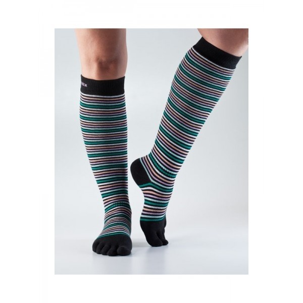 CASUAL KNEE HIGH prstové podkolenky ToeSox - RETROBLACKSTRIPE