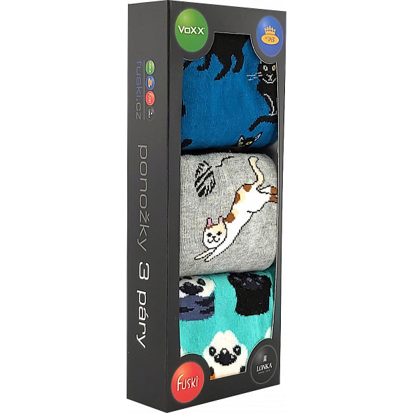 DEBOX barevné vánoční ponožky Voxx - KOČKY